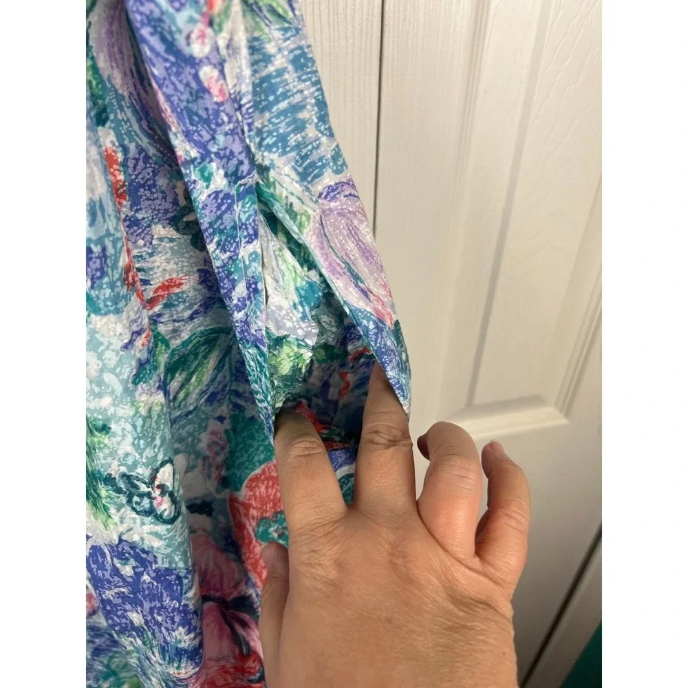 Star of India Floral Nightgown Cottagecore Grannycore Boho Blue Cotton Small